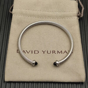 David Yurman Silver 4mm Black Diamond Bracelet